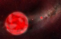 Künstlerische Darstellung Roter Riesensterne in der Milchstraße.
Quelle: AIP / J. Fohlmeister (idw)