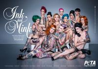 Posieren für den guten Zweck: Die Tattoo-Models Victoria van Violence, Evilla D'Ark, Cardii, Katy Gold, Miss Kiddekat, Mel Riot, Lexy Hell, Miss Dynamite, Carlin Mimicri, Evelyn Strauß, Celina Blanchette und KT van Stone  Bild: "obs/PETA Deutschland e.V./Hartmut Nörenberg"