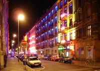 Das Rotlichtviertel von Frankfurt am Main bei Nacht