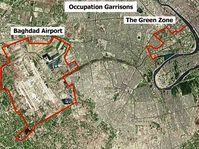 Der Flughafen von Bagdad und die Grüne Zone.