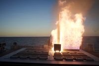 ESSM Schießen aus dem Vertical Launch System (VLS) der Fregatte Hamburg auf der Andoya Test Range im Rahmen des Missile Firing Exercise  21 in Nord-Norwegen. Bild: Volker Muth