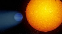 Künstlerische Impression des Exoplaneten WASP-69b vor seinem Zentralstern.
Quelle: Foto: Gabriel Perez Diaz (IAC) (idw)