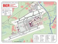 Karte des Flughafens Berlin Brandenburg inkl. zukünftiger Ausbauten laut Planfeststellungsbeschluss. Bild: CellarDoor85 / wikipedia.org