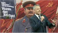 Bild: Stalin: Public Domain; Nehammer: Screenshot Kickl; Banner: Screenshot Strache / WB / Eigenes Werk