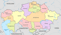 Karte der Gebiete (Oblystar) Kasachstans