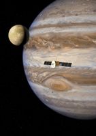 2022 soll die Raumsonde «JUICE» ins All starten und acht Jahre später ihr Ziel erreichen: das Jupitersystem.
Quelle: Grafik: ESA/AOES. (idw)