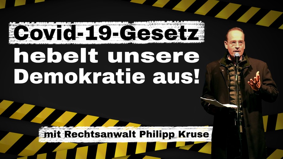 Bild: SS Video: "Schweizer Rechtsanwalt Philipp Kruse warnt: Covid-19-Gesetz hebelt unsere Demokratie aus!" (www.kla.tv/20678) / Eigenes Werk
