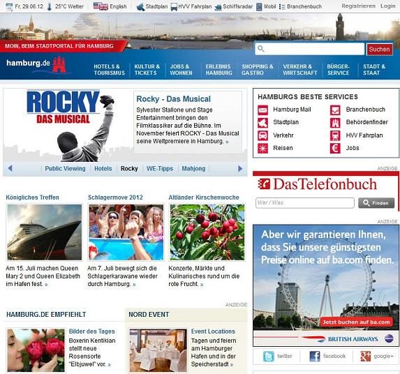 Screen Webseite hamburg.de