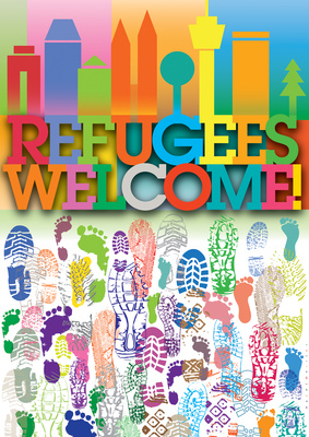 Refugees welcome = "Flüchtlinge willkommen" - Laut UN-Flüchtlingskonvention gibt es in Deutschland keine Flüchtlinge sondern Wirtschaftseinwanderer (Symbolbild)