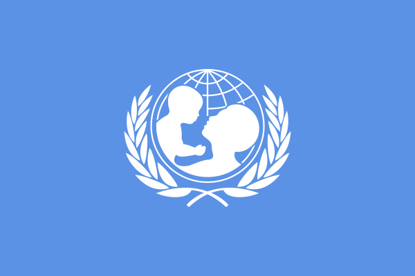 Flagge Kinderhilfswerk der Vereinten Nationen (englisch  ursprünglich United Nations International Children’s Emergency Fund, seit 1953 United Nations Children’s Fund, UNICEF)