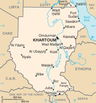 Karte der Republik Sudan