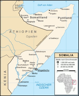 Karte von der Republik Somalia Bild: Lencer / de.wikipedia.org