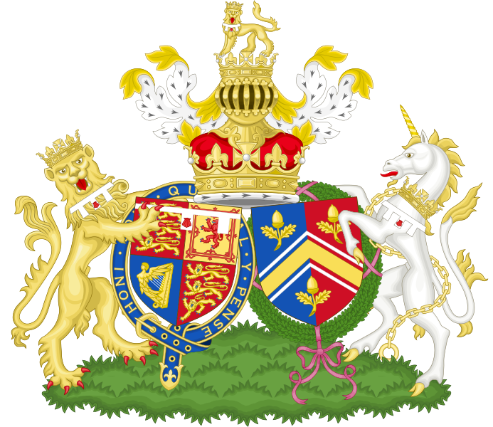 Das zusammengesetze Wappen von William und Catherine (Kate), den Herzögen von Cambridge (nach 2012)