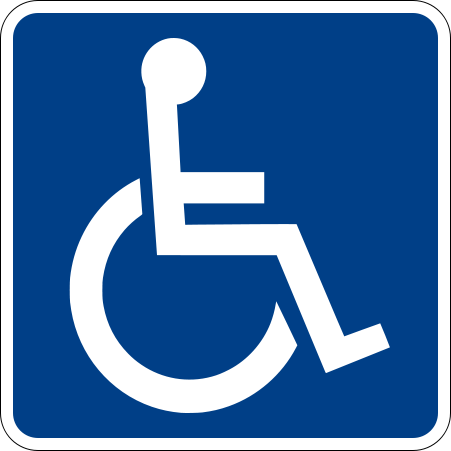Internationales Zeichen für eine Zugangsmöglichkeit für behinderte Menschen (engl. International Symbol of Access)